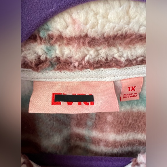 Sample? Brand removed - NWOT -  Shacket - Teal/Cream /Brown - 1X - Picture 4 of 8